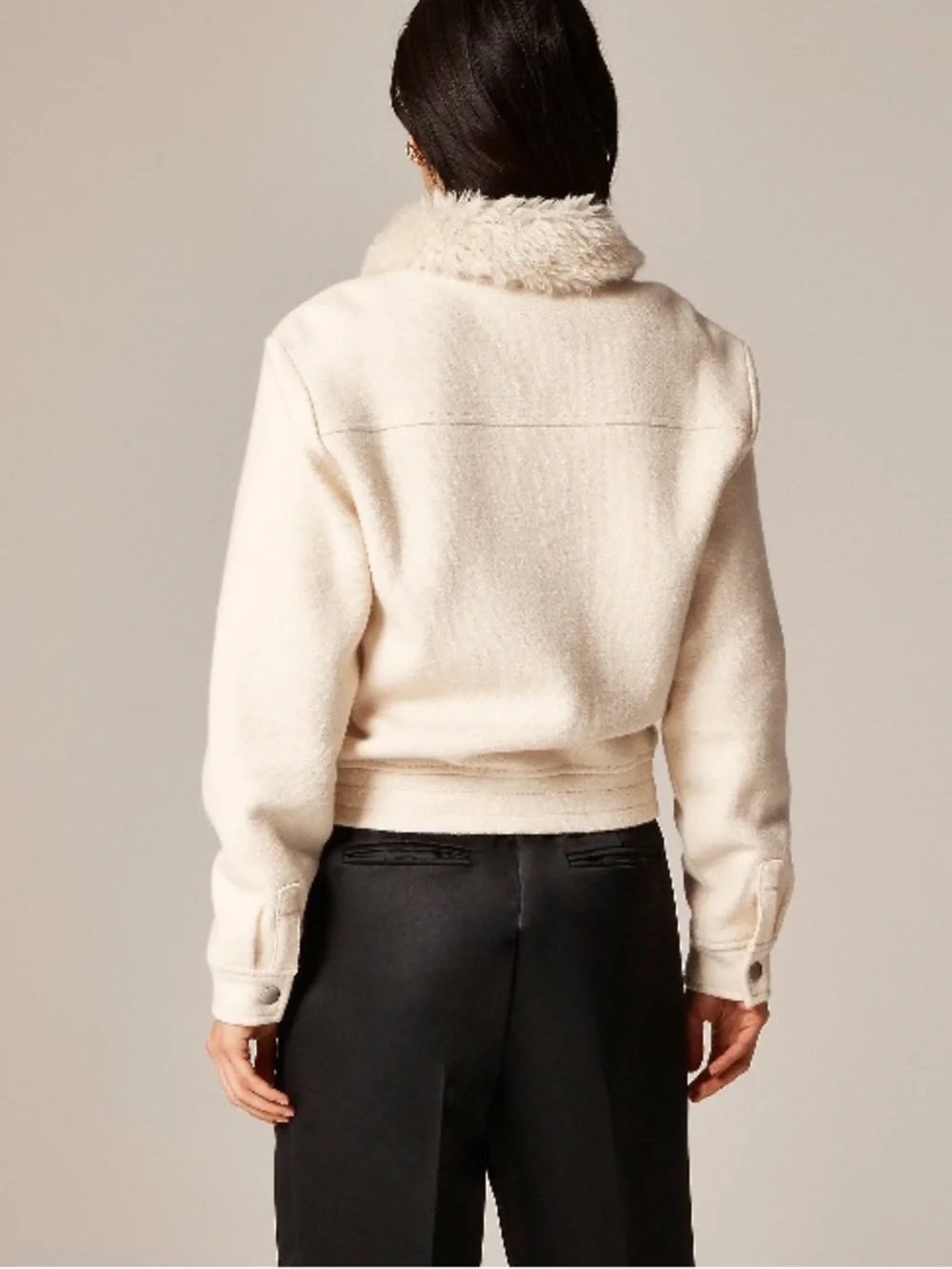 J.Crew Wool-blend flight jacket with faux-fur collar CQ056